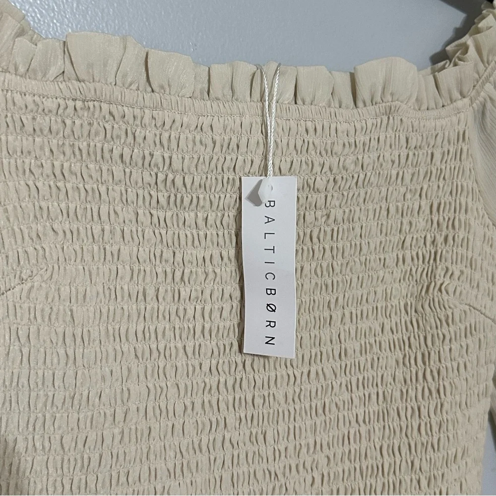 NWT baltic born esther smocked midi dress size x-small in‎ cream